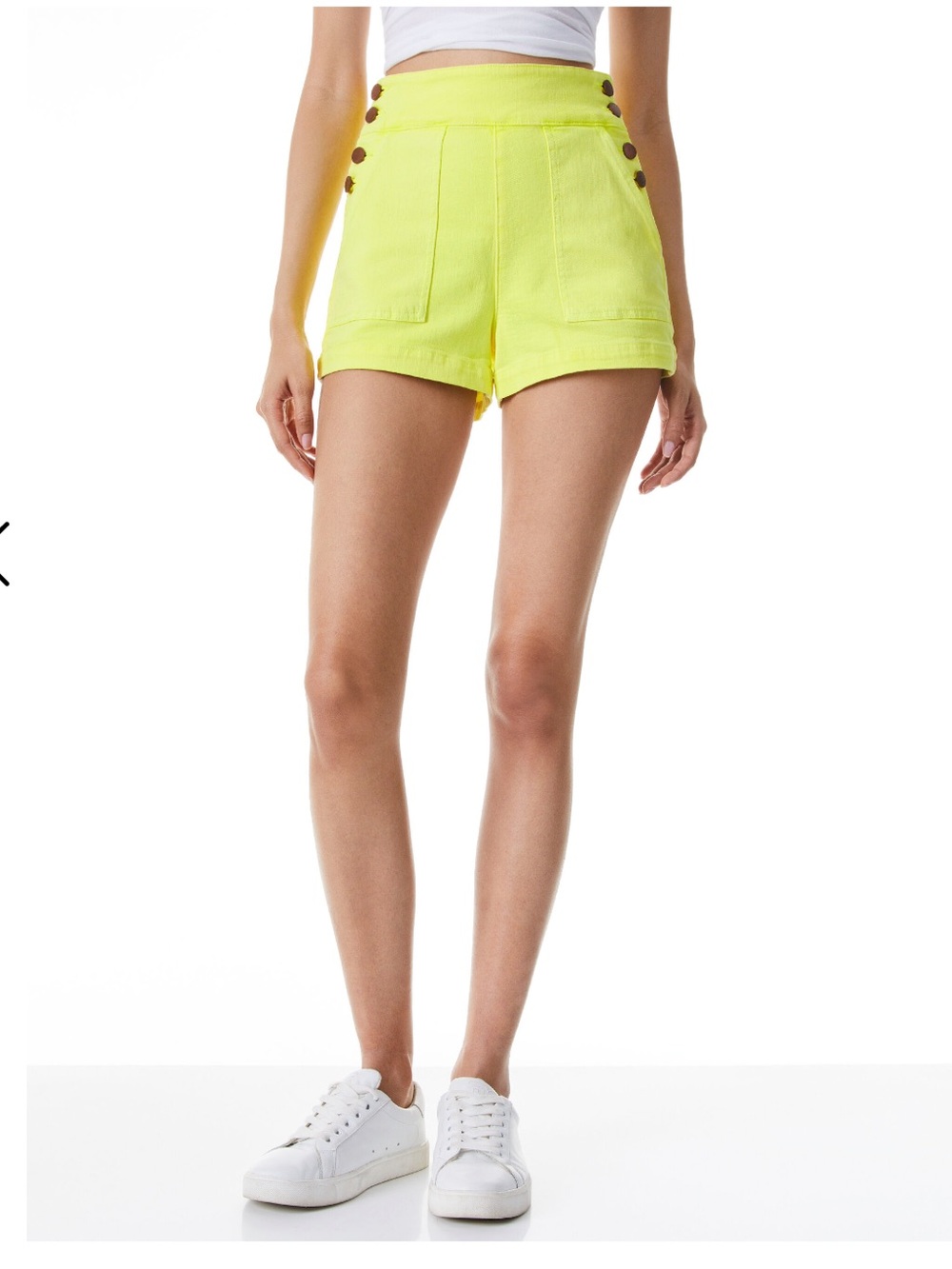 Alice + Olivia Donald High-Waist Button-Accent Shorts- in Bubblegum